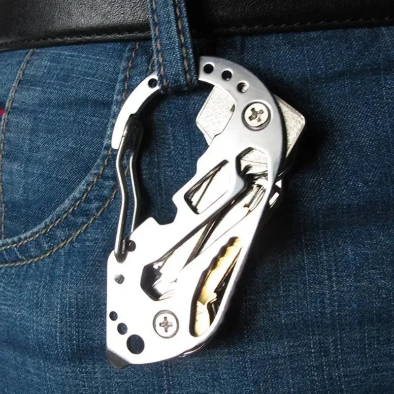 Multi Function EDC Carabiner Key Holder Portable Pocket Multi Tool Hook For Outdoor Daily Carry Emergency Repair Accessory Gift