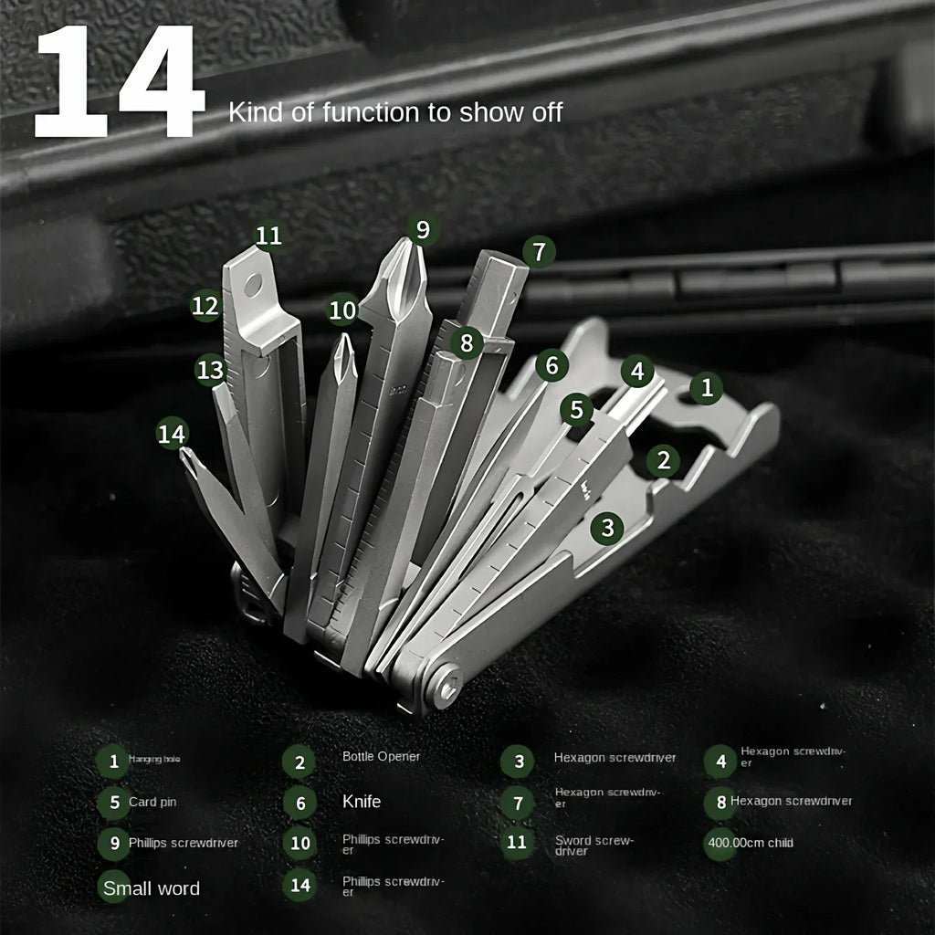 Multi-functional Stainless Steel Pocket Tool – 13-in-1 Portable Folding Tool for Outdoor Emergency Repairs