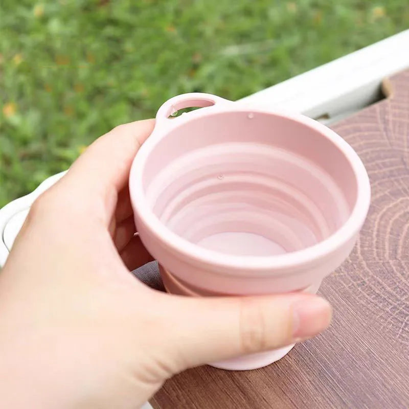 Collapsible Silicone Cup - Portable Foldable Travel Mug for Camping Hiking, BPA-Free Leakproof Water Bottle with Lid
