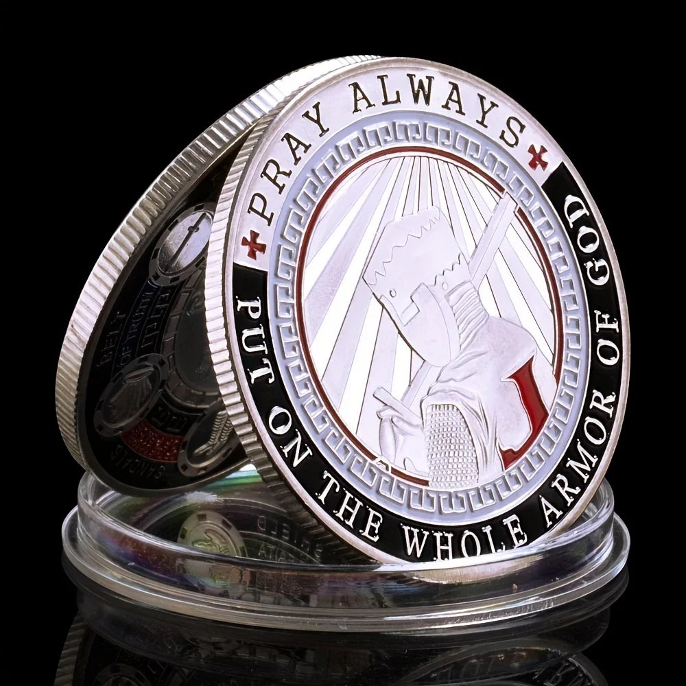 Full Armor Of God Challenge Coin - Pray Always Souvenir Collectible - Golden Commemorative Coin