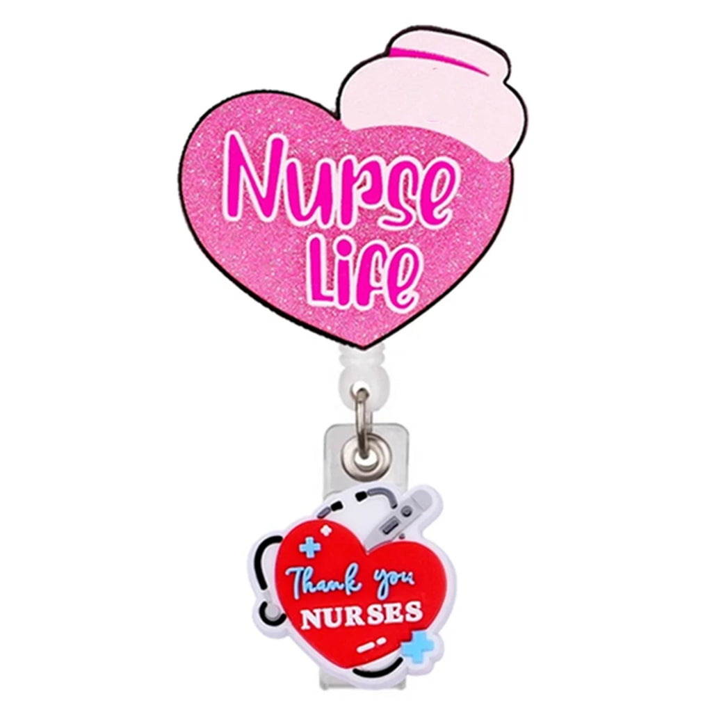 Acrylic Brain Baby Cat Coffee Cup Medical Rotatable Id Badge Holder Retractable Badge Reel Gift For Doctor Nurse Key Chain Tools