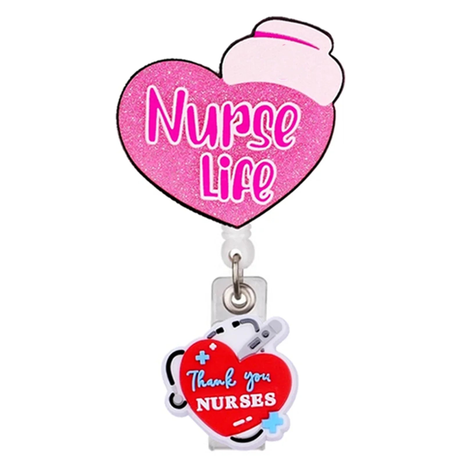 Acrylic Brain Baby Cat Coffee Cup Medical Rotatable Id Badge Holder Retractable Badge Reel Gift For Doctor Nurse Key Chain Tools