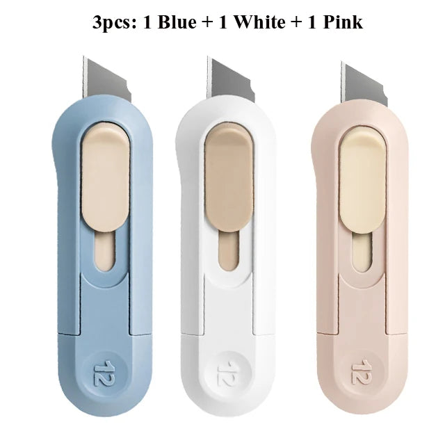 Deli Portable Mini Box Cutter Utility Knife, SK5 Metal Blades Box Opener Cutting Auto-Retractable Pocket Paper Cutter