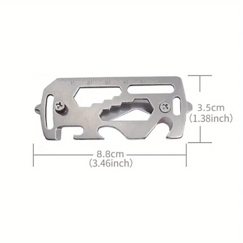 1Set Stainless Steel Outdoor Multi-function Key Holder Flat-head Phillips Screwdriver Bottle Opener Key Holder