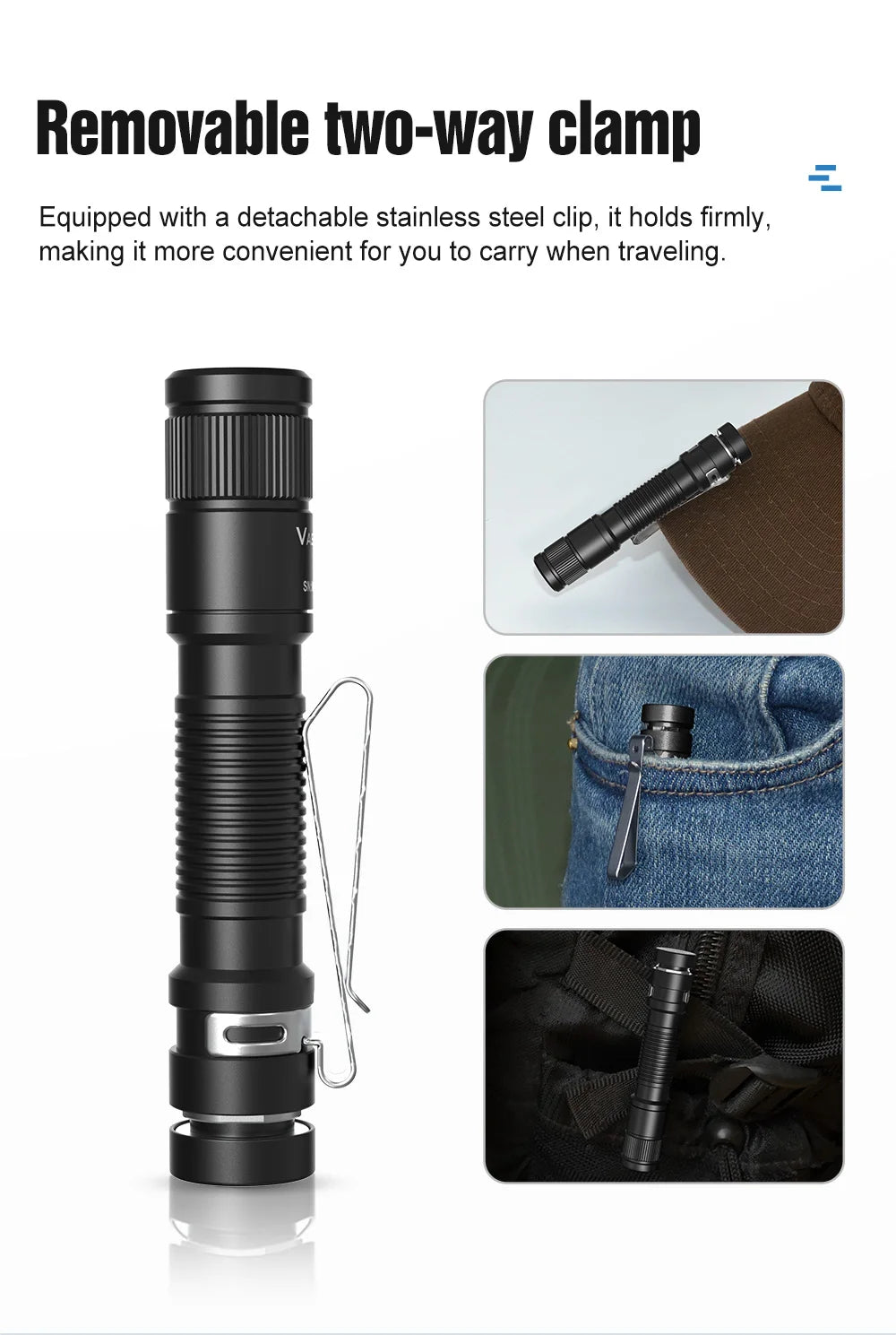 Vastlite i7 Compact EDC Flashlight 545 Lumens Torch Light Mini Black Pen Flashlights