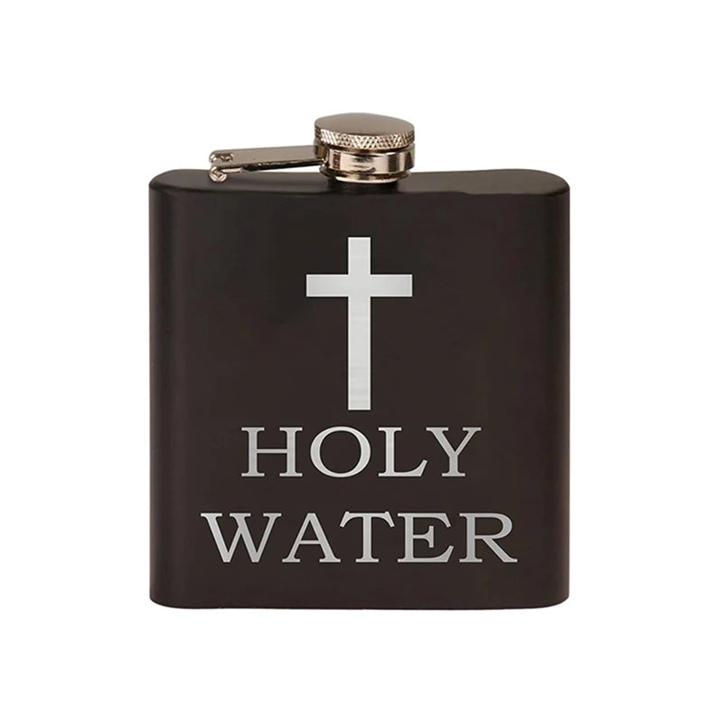 168ML Cross Pattern Holy Water Bottle Black Hip Flask Stainless Steel Hip Flask Hip Flask Alcohol Whiskey Hip Flask Screw Cap