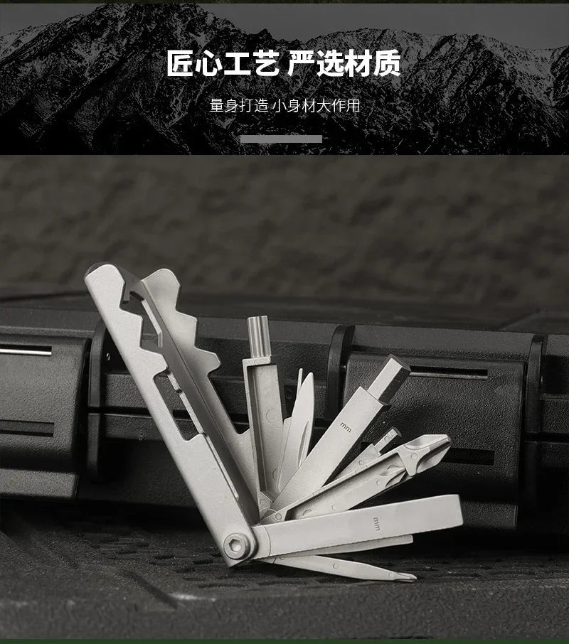 Multi-functional Stainless Steel Pocket Tool – 13-in-1 Portable Folding Tool for Outdoor Emergency Repairs