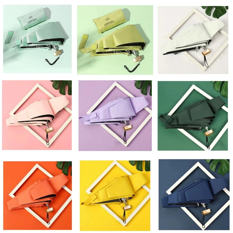 Mini Sun Umbrella Small Pocket Rain Travel Umbrella Vinyl Folding Umbrella UV Protection Sun Shade Pocket Parasol Capsule  자동
