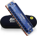 Harmonica 008K Blues Harp Mouth Organ10 Holes 20 Tones Diatonic Blues Harmonica with Blue Case, Top Grade Harmonica