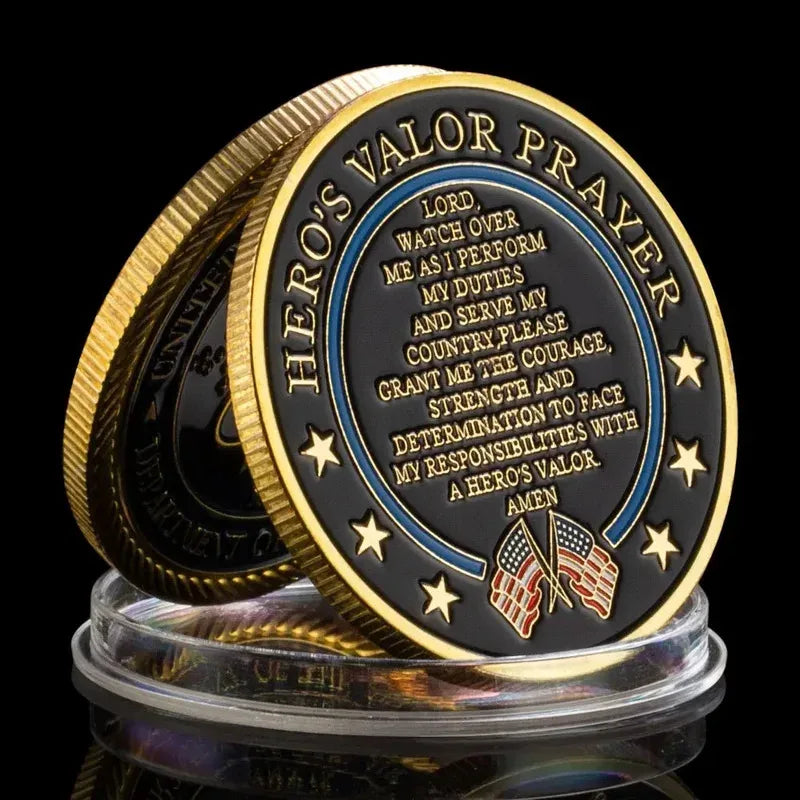 United States Space Force Challenge Coin and Heros Valor Prayer for Courage Coin Souvenirs Coins Golden Plated Decorations