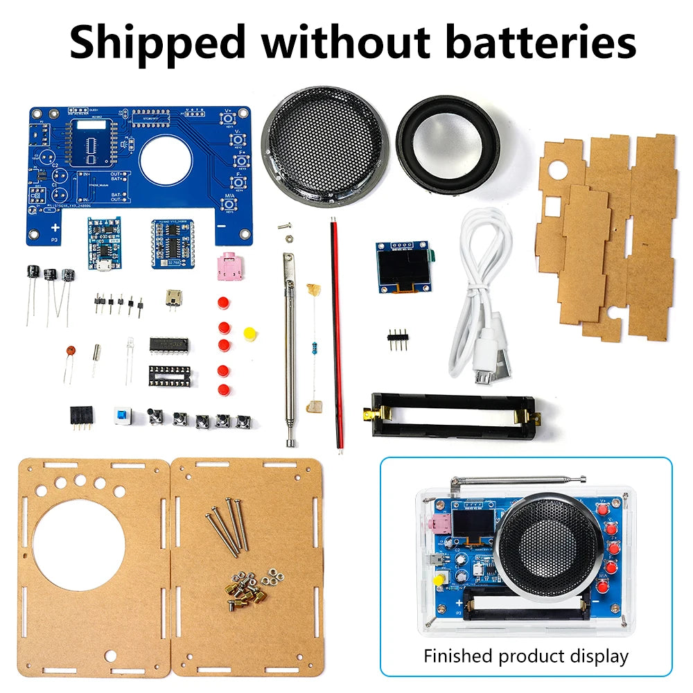 Portable FM Radio DIY Kit RDA5807 Radio DIY Module 87-108MHz Adjustable Frequency Radio DIY With OLED Display