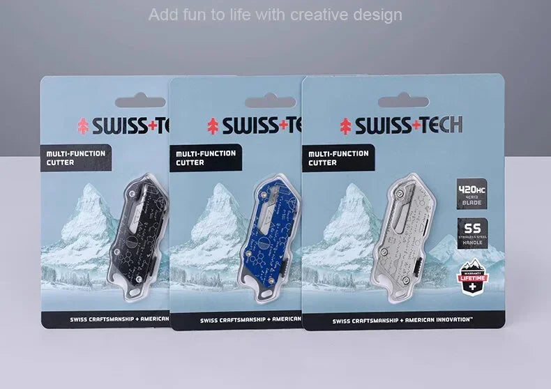 Swiss Tech Pocket Utility Knife Multitool Knives 2 In 1 Unpacking Knife Cutter Box Opener Paper Cutting Combination Tool