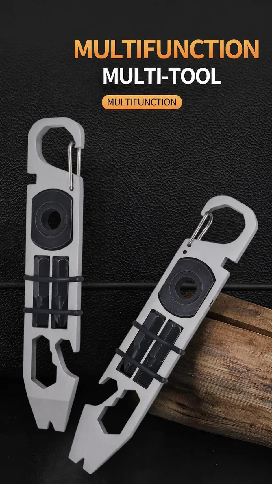 Multifunctional EDC Tool Card, Ratchet Screwdriver Crowbar Bottle Opener, Outdoor Survival Self-Defense Keychain Gadget