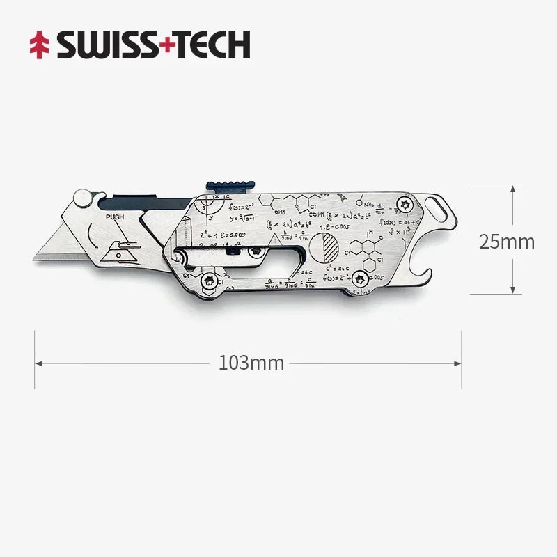 SWISS TECH Pocket Utility Knife Multitool Knives Portable 2 In 1 Unpacking Knife Cutter Box Opener Multi-Function Cutting Tool