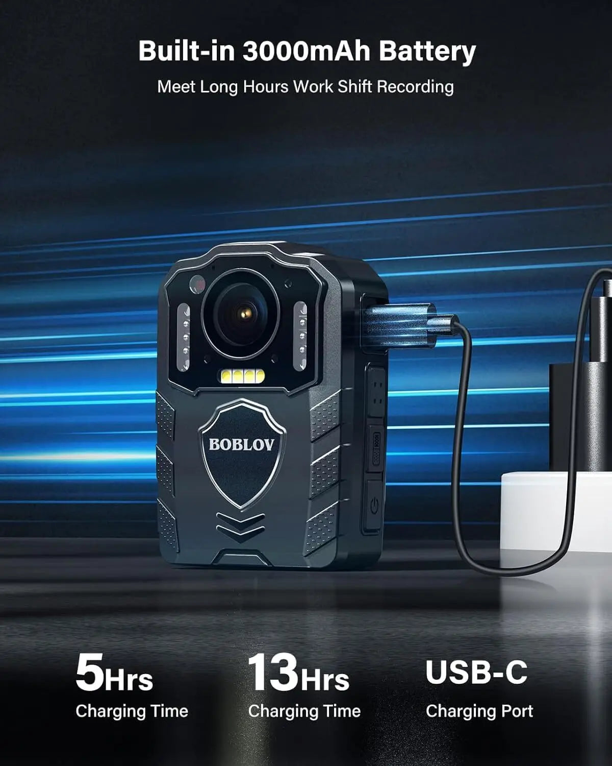 BOBLOV 1440P HD Body Cam KJ25 3000mAh 13Hrs Runtime Ideal for Law Enforcement