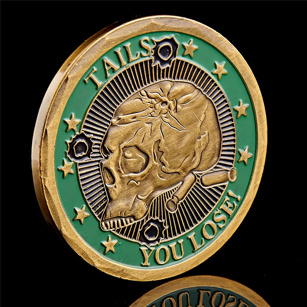 1775 Heads We Win Tails You Lose Skull Plated Commemorative Challenge Coins Artwork