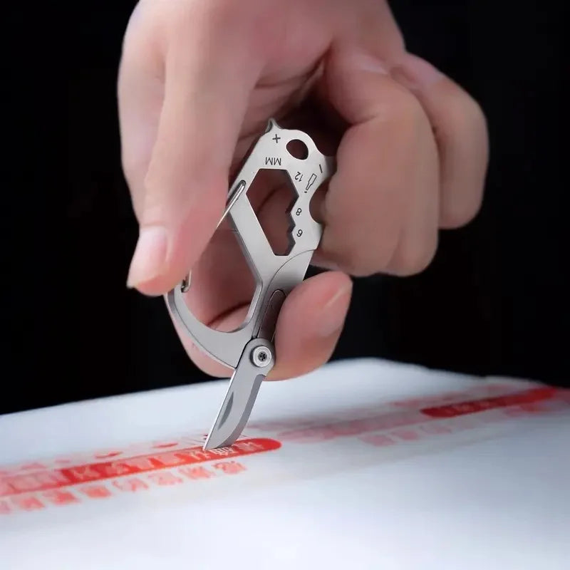 Stainless Steel 6-in-1 EDC Car Keychain – Knife, Bottle Opener & Multi-Bit Screwdriver