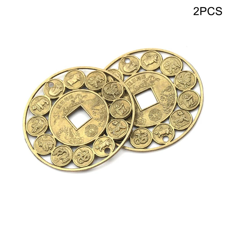 。2pcs new Amulets for Good Luck Feng Shui Coins Amulet Money Prosperous Protection Zinc Alloy Auspicious Chinese Coins of Luck