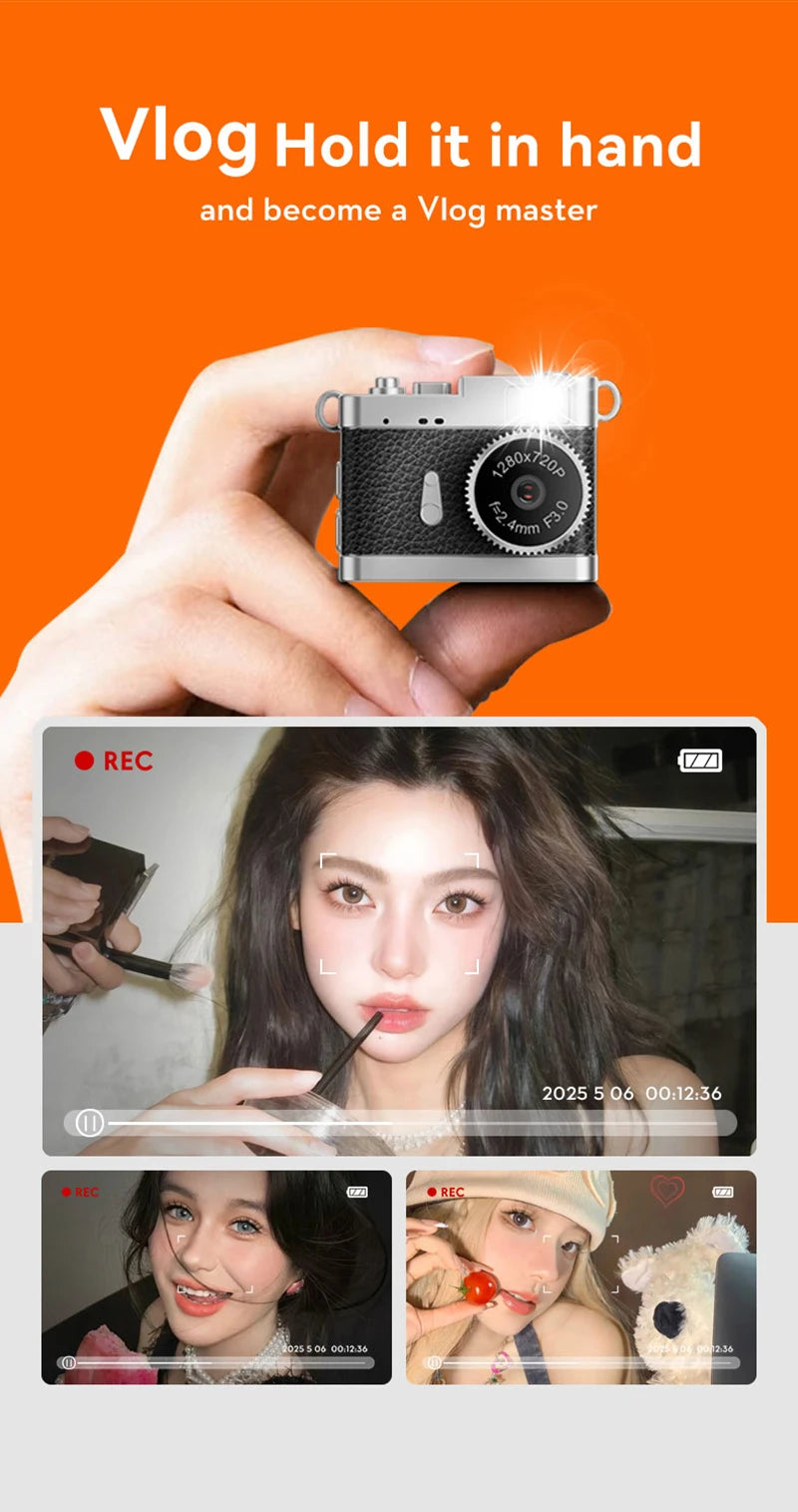 Mini 1080P HD Retro Digital Camera Pocket Cameras Photography Travel Selfie Entry-Level Small Mini Camera Compact Camcorder