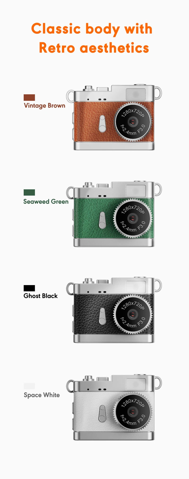 Mini 1080P HD Retro Digital Camera Pocket Cameras Photography Travel Selfie Entry-Level Small Mini Camera Compact Camcorder