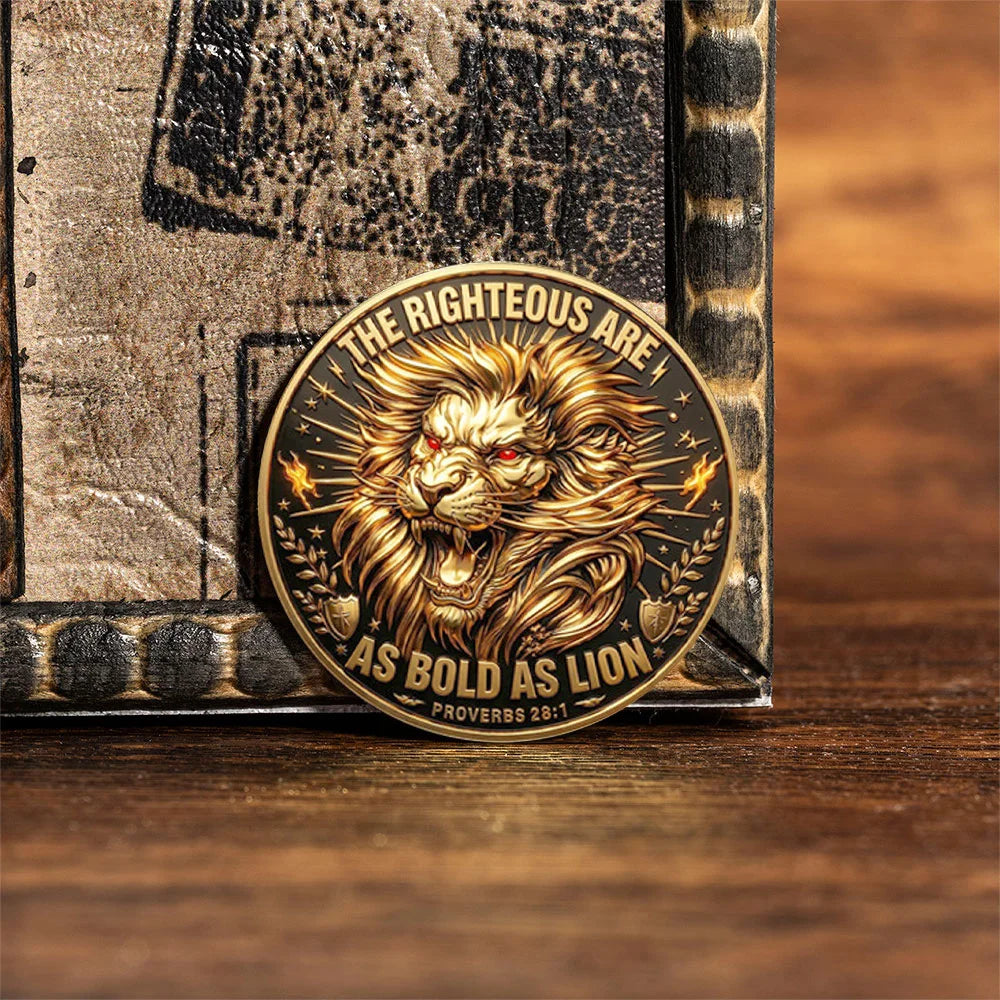 Be Strong and Courageous Joshua 1:9 Gold Plated Collection Coin As Bold As Lion Jesus Cross Souvenir Coin