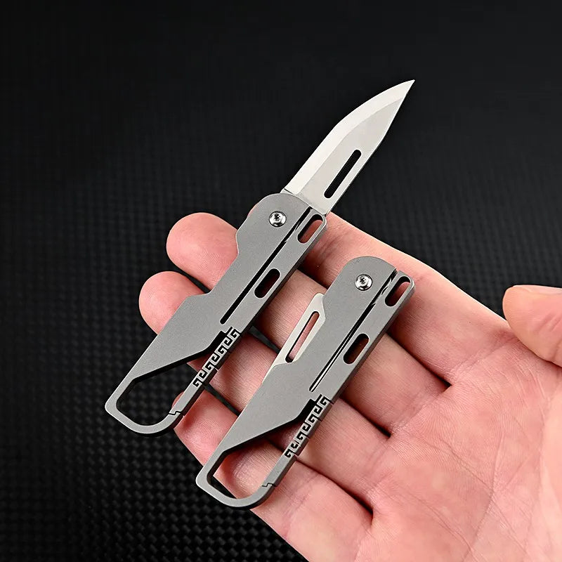 Titanium Alloy Pocket Knife Camping Survival Multitool Mini Folding Knife Outdoor EDC  Tools Bucket Keychain Unboxing Cutter