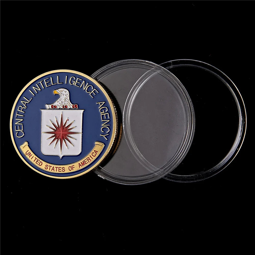 America Military US Central Intelligence Agency Coin Gold CIA Challenge Coin Collectibles With Hard Capsule