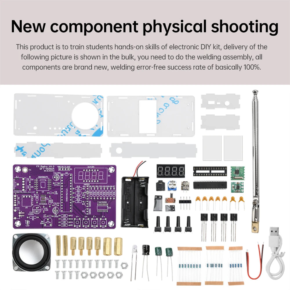 Radio electronic DIY kit AXS2031 FM radio digital tube display radio single chip learning assembly parts 87.5MHz~108MHZ
