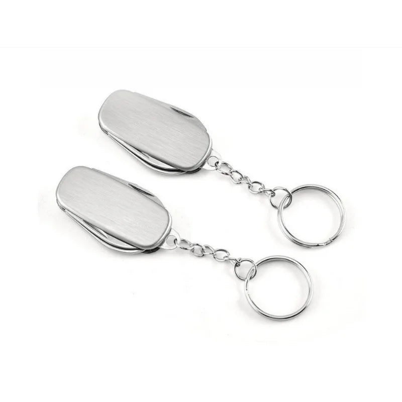 1pc 4-In-1 Stainless Steel Multifunctional Folding Tool Camping Outdoor Activities Mini Military Knife Key Buckle Tactics Picnic