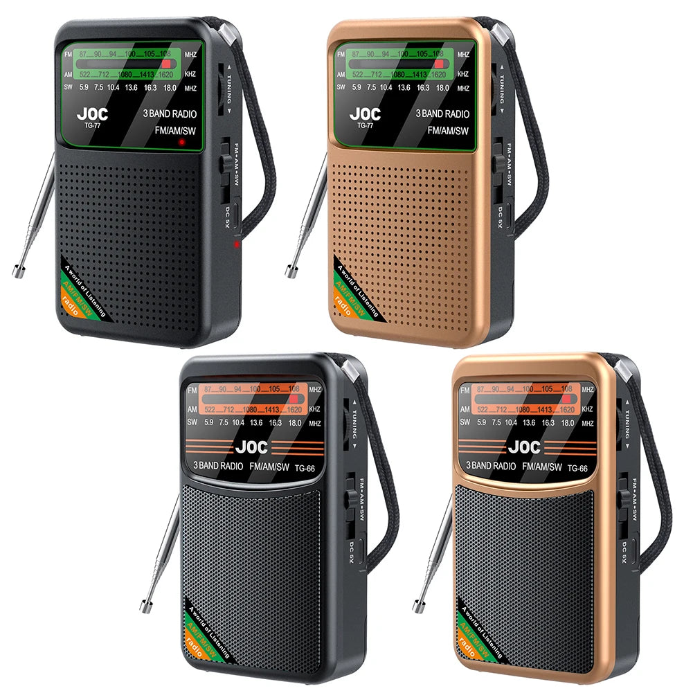 Portable Radio AM FM SW Pocket Radios with Rechargeable Battery Built in Speaker with HD Display Screen Mini FM Receiver Radios