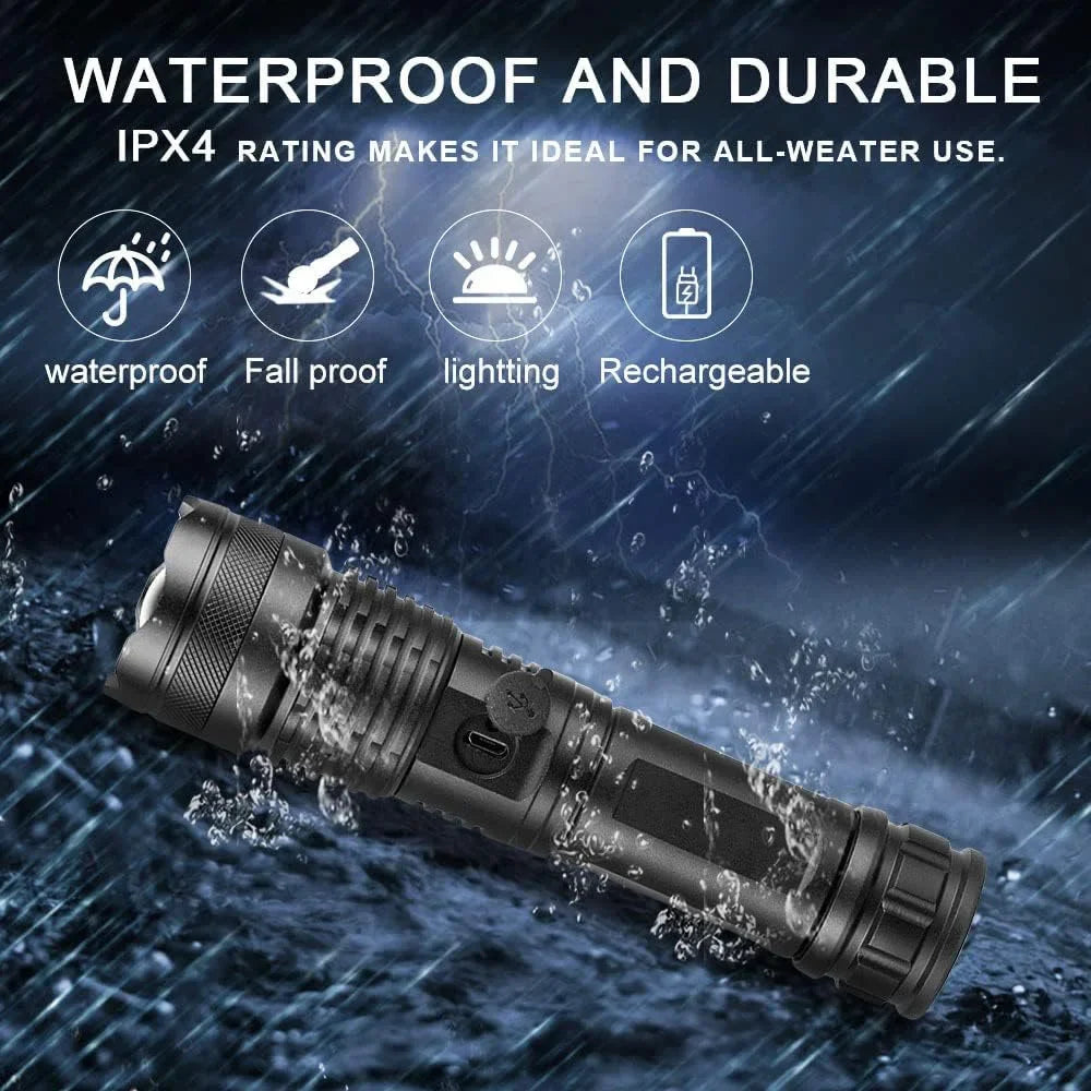 Rechargeable LED Flashlights 990000 Lumens Super Bright Portable Flashlights 5 Modes IPX4 Waterproof Handheld Torches for Hiking