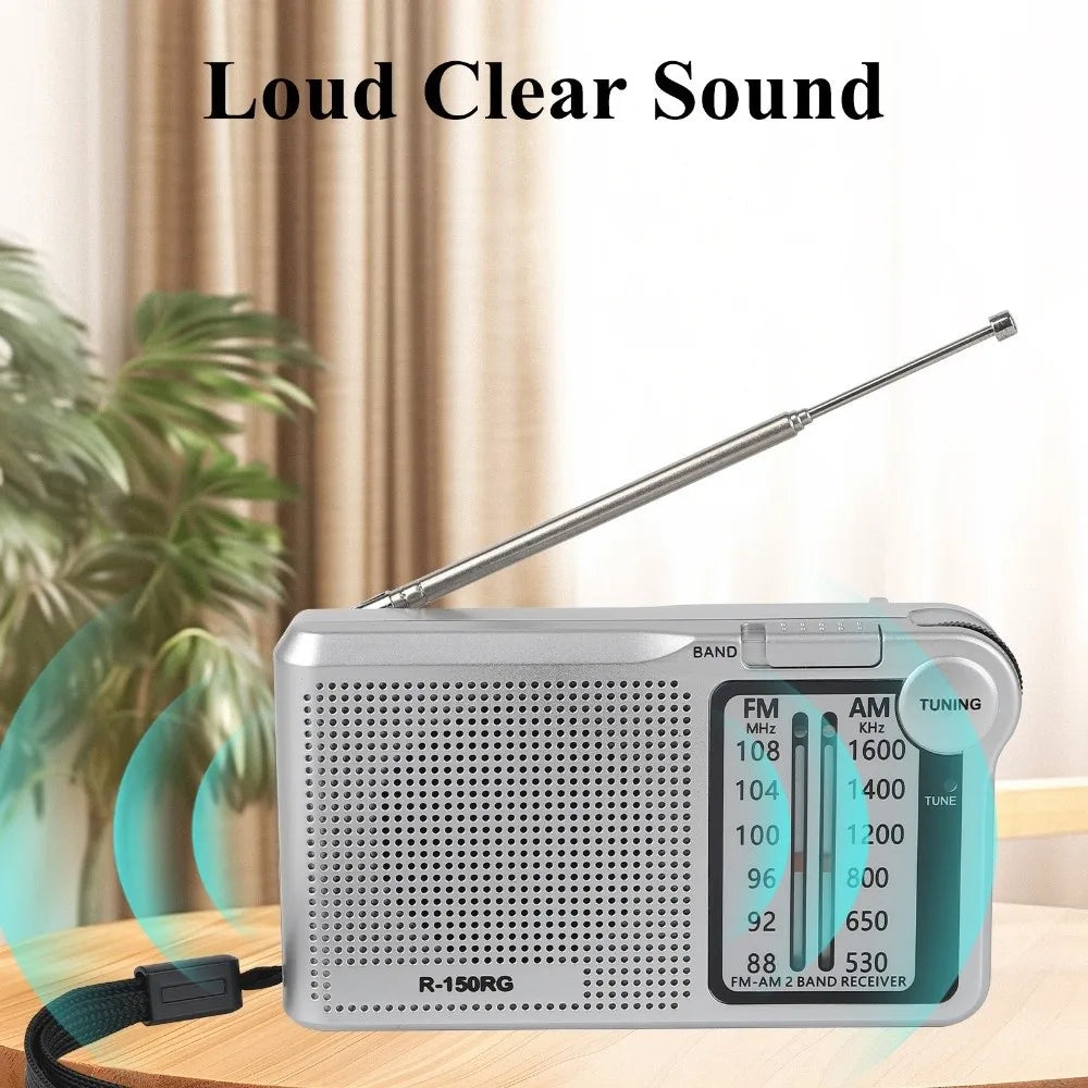 Pointer Radio 150RG AM/FM Radio Rechargeable Two Band Receive Pocket Radio Headphone Jack Mini Small Radio Indoor Use