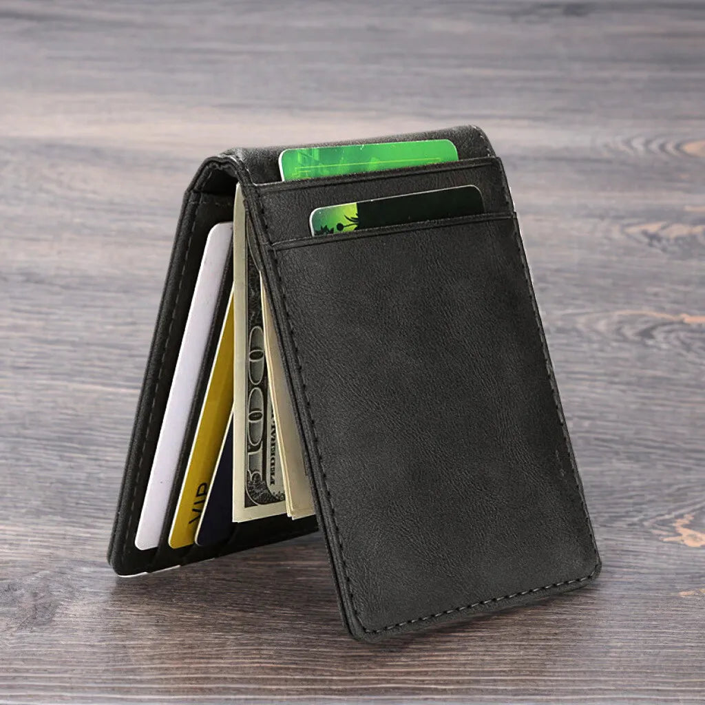 Multi Functional Men's Wallet RFID Card Bag Anti-theft Brush Multi Slot USD Money Clip Card Bag