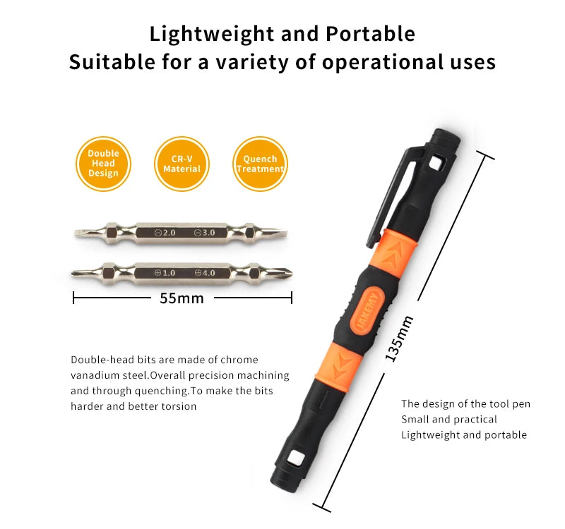 JAKEMY JM-8155 Precision Screwdriver Set Magnetic Slotted Phillips Bits Pen Screwdriver for Household Electronic PC Repair Tools