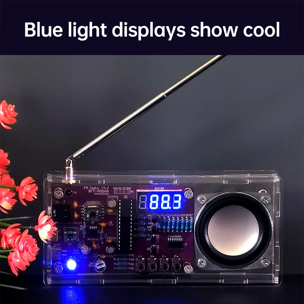Radio electronic DIY kit AXS2031 FM radio digital tube display radio single chip learning assembly parts 87.5MHz~108MHZ