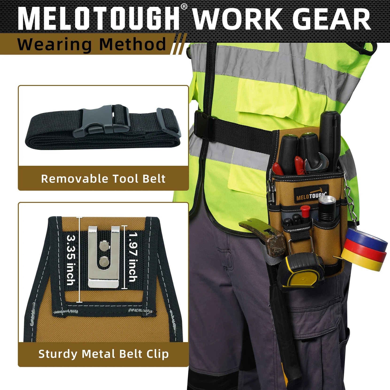 Pocket Tool Pouch Tool Belt Pouches with Belt Clip Utility Mini Tool Organizer Pouch for Electrician,Carpenter,Construction