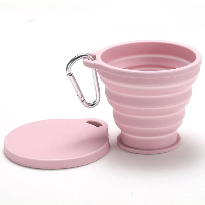 Collapsible Silicone Cup - Portable Foldable Travel Mug for Camping Hiking, BPA-Free Leakproof Water Bottle with Lid