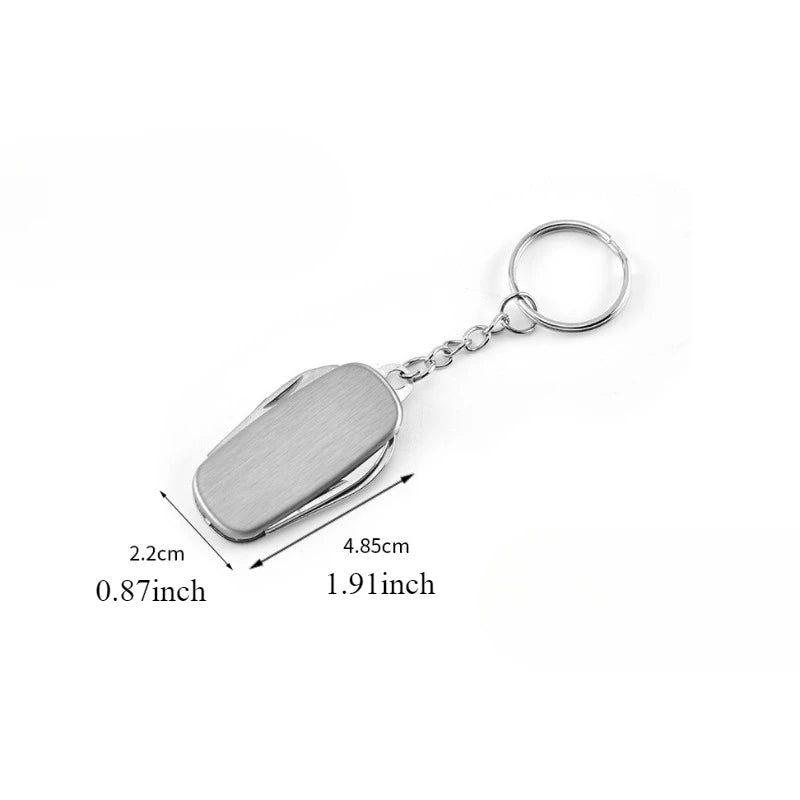 1pc 4-In-1 Stainless Steel Multifunctional Folding Tool Camping Outdoor Activities Mini Military Knife Key Buckle Tactics Picnic