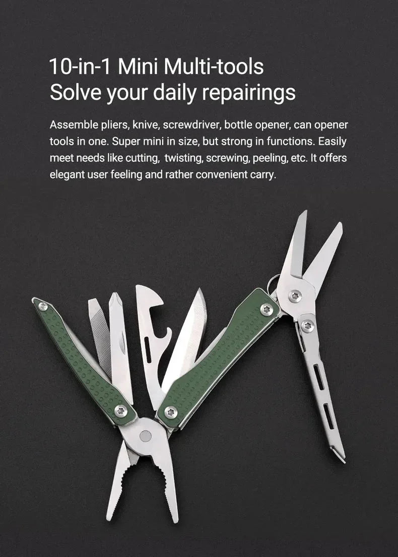 NexTool Mini Flagship Multitool 10 in 1 Mini EDC Keychain Multi Tool Folding Pliers Pocket Knife Scissors Outdoor Tools