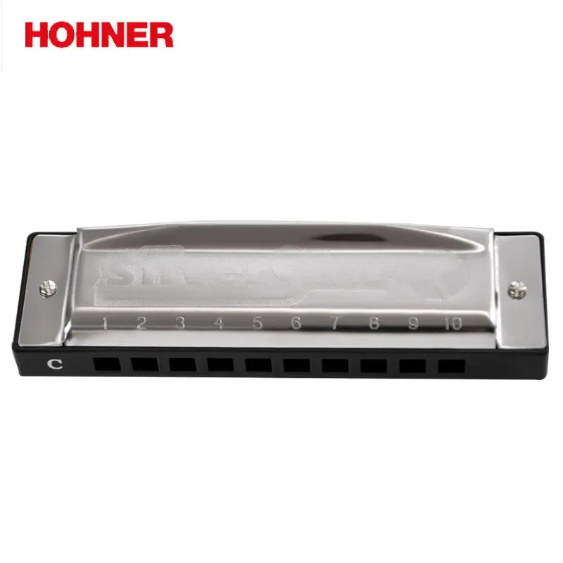 Hohner 10 Hole Harmonica International Silver Star Diatonic Harp,  Blues Harmonica Key C Blues Jazz Band Music Instrument