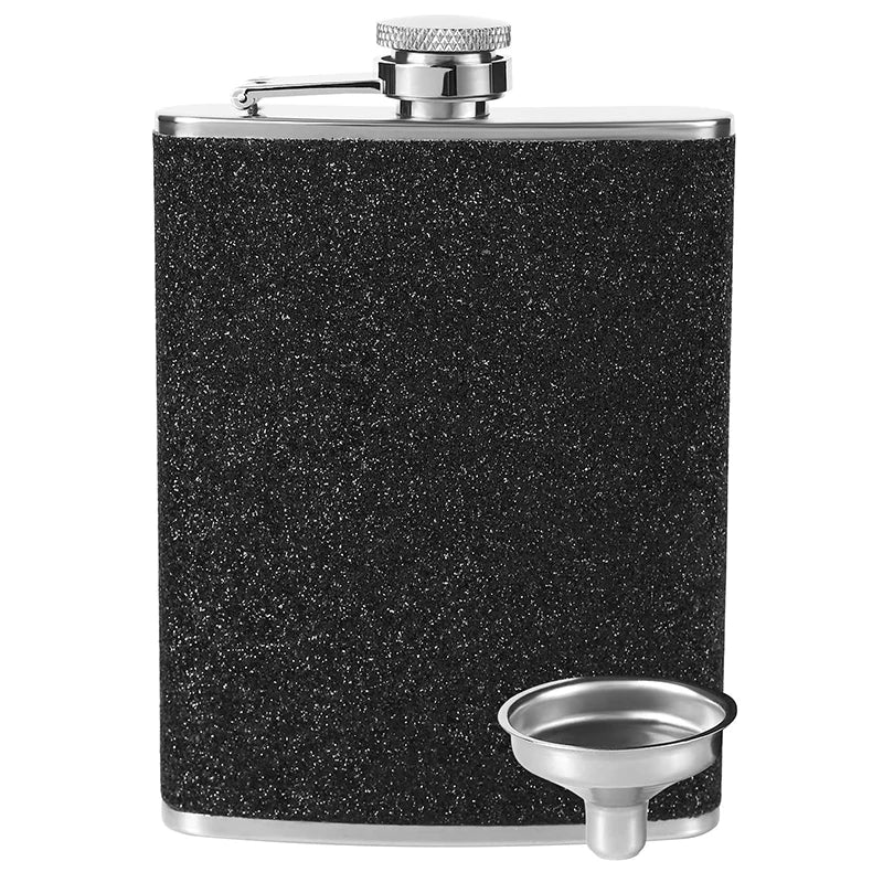 LMETJMA 8oz 230ML Hip Flask Stainless Steel Glitter Bling Liquor Flask for Women Leakproof Girl Whiskey Flask Pocket Flask JT376