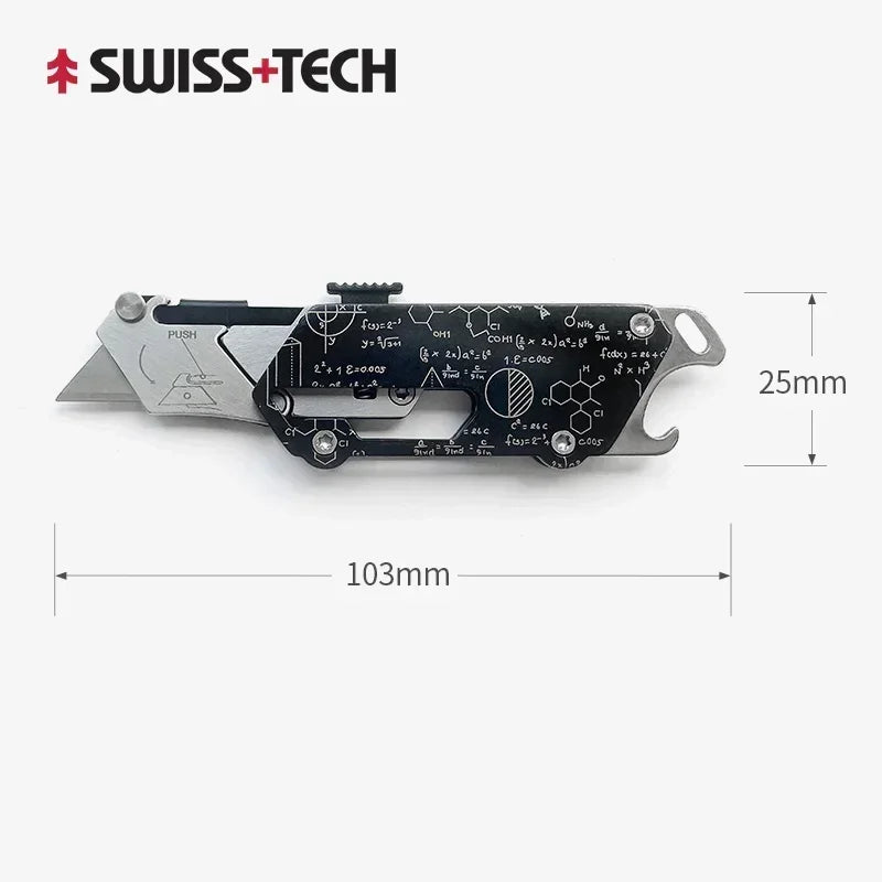 SWISS TECH Pocket Utility Knife Multitool Knives 2 In 1 Mini Stationery Knives Box Cutter Paper Cutting EDC Tool