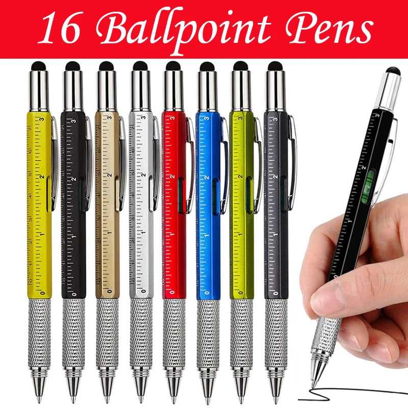 16Pcs  Multitool Ballpoint Pens Cool Tools Gadget for Dad Pocket Multi Tool for Woodworker Carpenter Construction