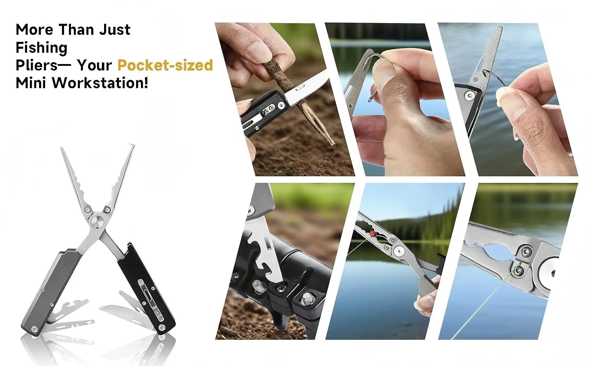 12-in-1 Multi-Functional Fishing Pliers, EDC Pocket Knife, Fish Lip Clamp, Multi-Tool Pliers, Survival and Camping Equipment