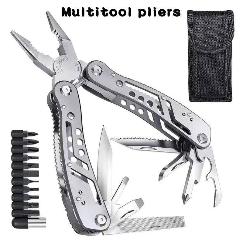 Portable Pocket Multitool 420 Stainless Steel Multitool Pliers Knife Screwdriver for Outdoor Survival Camping Hunting and Hiking