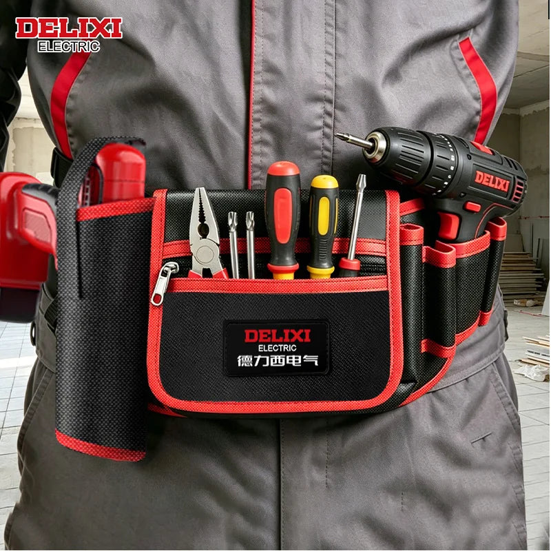 Tool Waist Bag,Puncture-Resistant Oxford Fabric,Zippered Pocket,Portable Multi-Pocket Tool Organizer,for Storage of Small Tools.