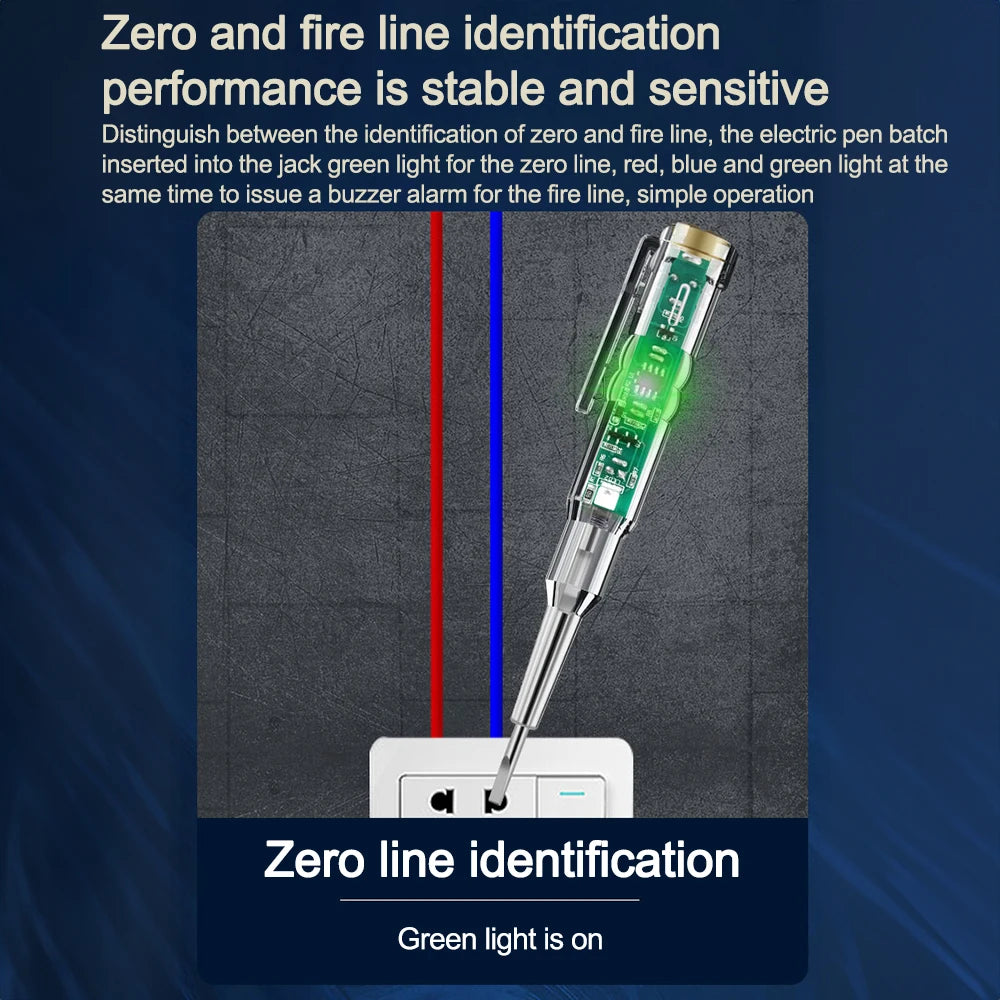 AC24-250V Intelligent Voltage Circuit Tester Pen Screwdriver Electric Test Detector Slotted Screwdriver Test Pen with Buzzer