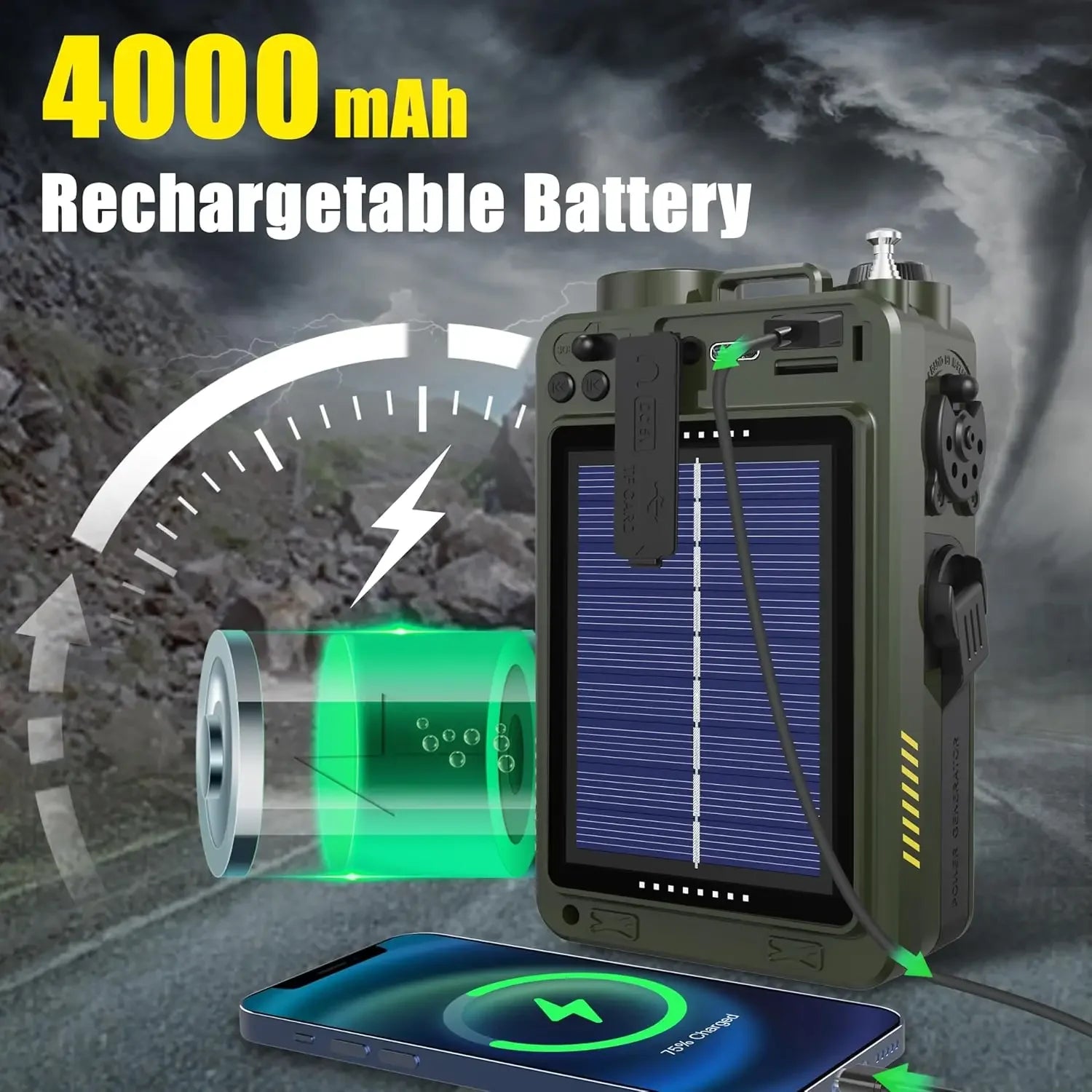 R11 Noaa Weather Radio Wireless Bluetooth Speakers Solar 4000mAh Self Powered Hand Crank Survival Wind Up AM/FM/SW/WB Band Radio