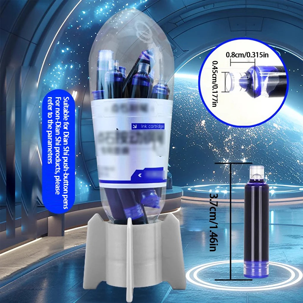 Erasable Space-Time Capsule Press Pen 20Pcs Retractable Fountain Pen Ink Cartridges Space Capsule Click Nonsplash Ink Pen Set