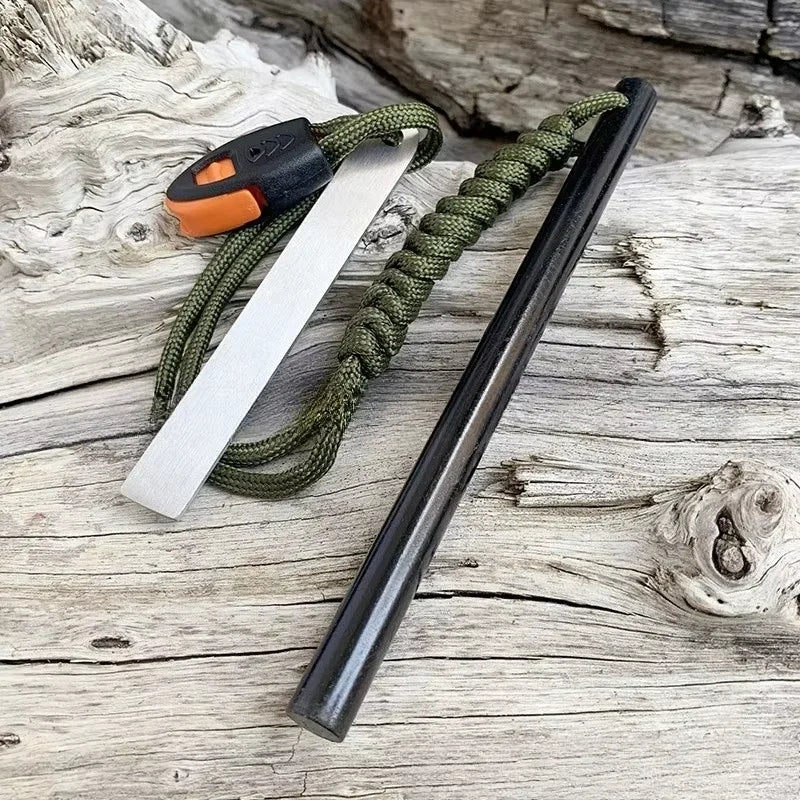 10*150mm Outdoor Flint Magnesium Rod with White Steel Scraper Whistle Camping Gnition Flint Rod EDC Survival Fire Starting Tool